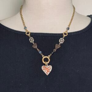 OLCI Vintage Heart Beaded Gold Tone necklace